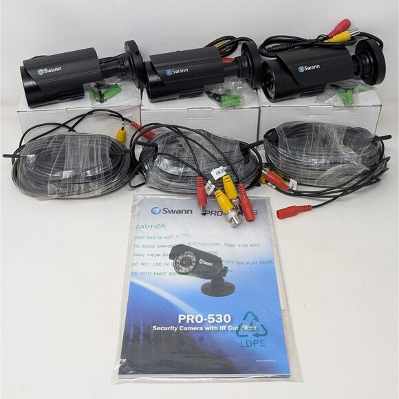 New Swann Pro-530 Security Camera Lot Of 3 with Cables Pro Series CCTV - Picture 1 of 11